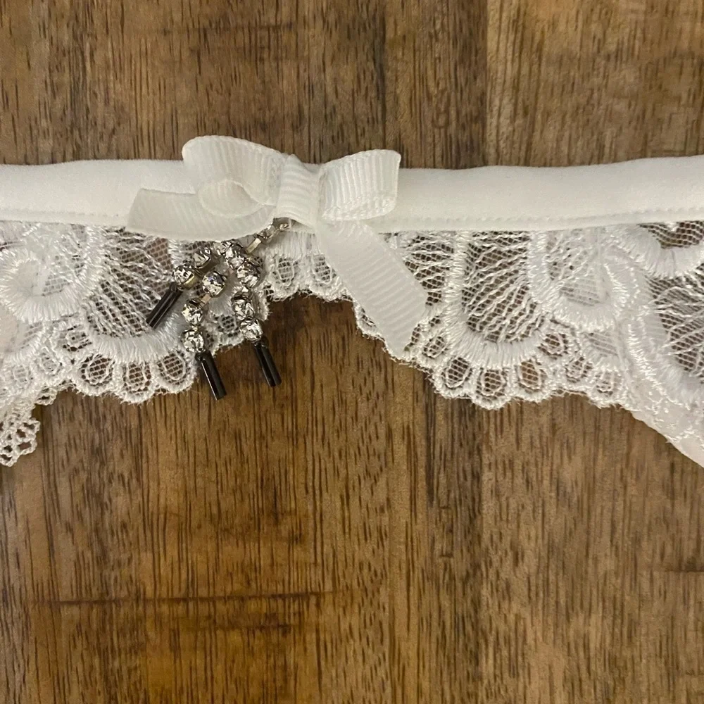 R Crescentini White Lace Garter Belt Made in Italy sexy for waist wedding